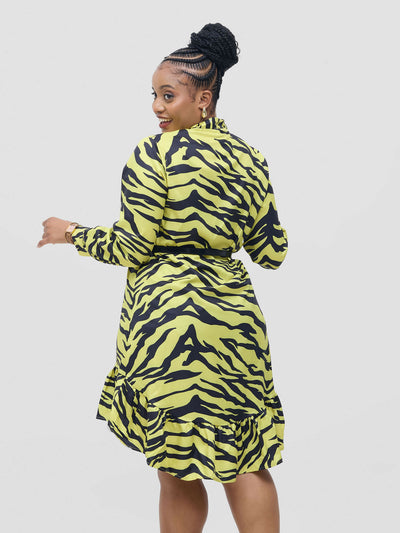 Stylish Sisters Keziah With Belt Dress - Yellow / Black - Shopzetu