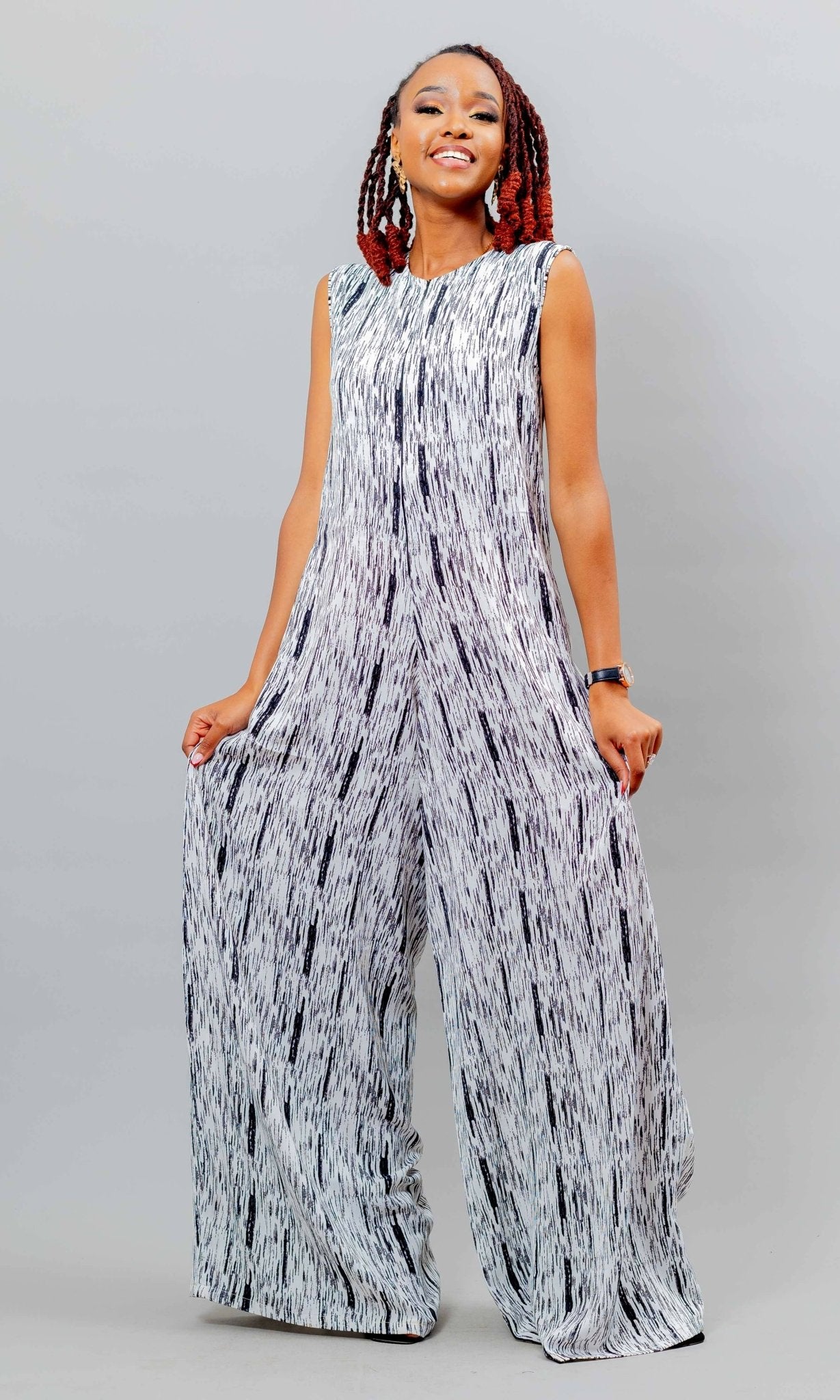 Afriwia Nuru Jumpsuit - BlacK / White - Shopzetu