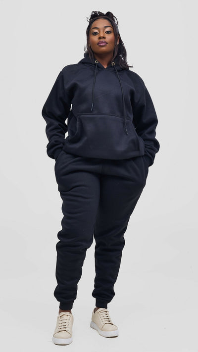 Timyt Urban Wear The Urban Code Double Layered Set Hoddie & Pant - Black - Shopzetu