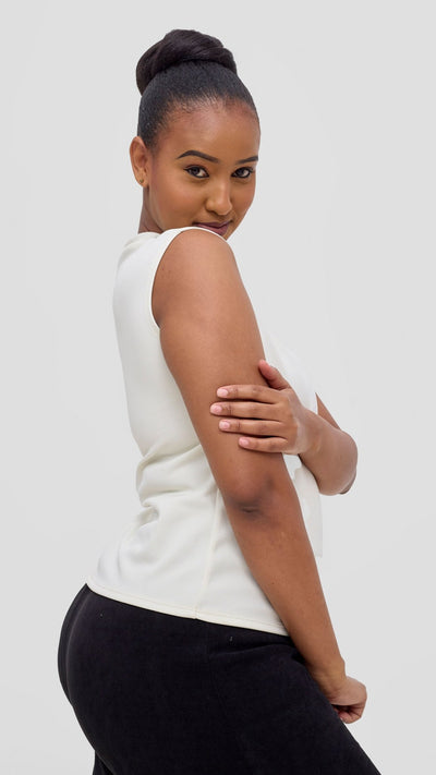 Vivo Alani Boat Neck Top - White - Shopzetu