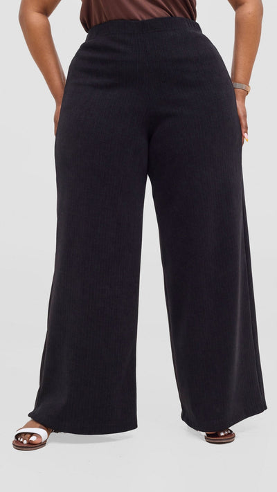 Vivo Alani Palazzo Pants - Black - Shopzetu