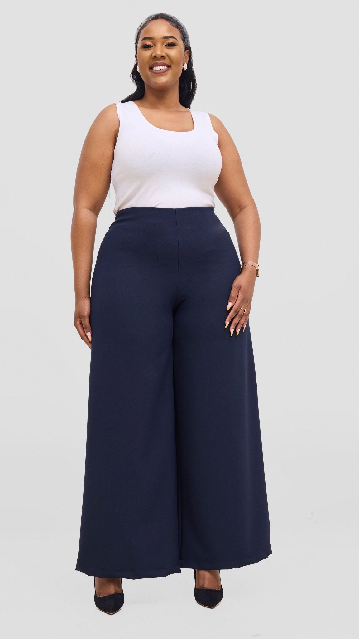 Vivo Diella Wide Leg Pants - Navy - Shopzetu