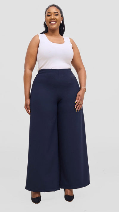 Vivo Diella Wide Leg Pants - Navy - Shopzetu