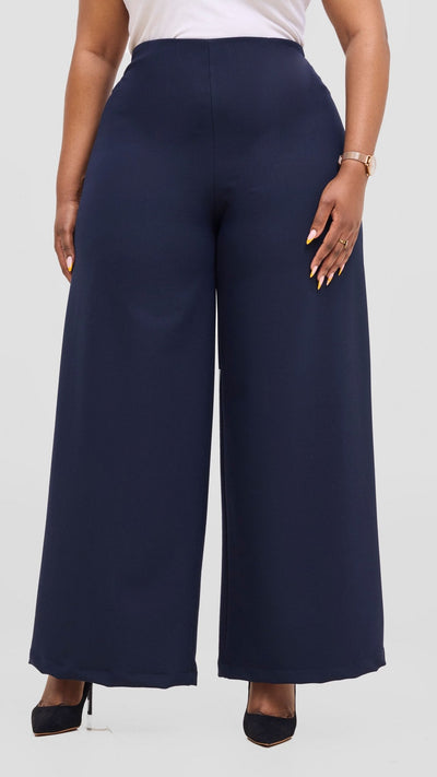 Vivo Diella Wide Leg Pants - Navy - Shopzetu