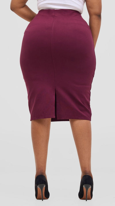 Vivo Basic Waridi Pencil Skirt - Burgundy - Shopzetu