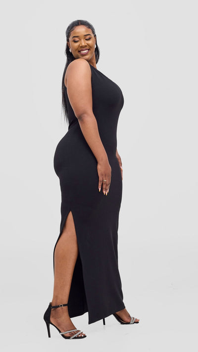 Vivo Alani Boat Neck Maxi Dress - Black - Shopzetu