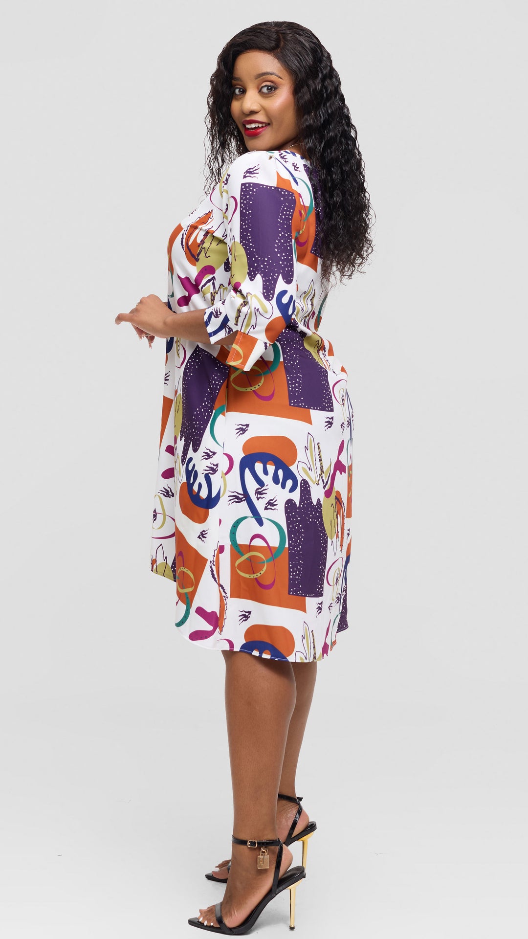 Jolly Fancy Wear Zari Shift Dress - White Floral