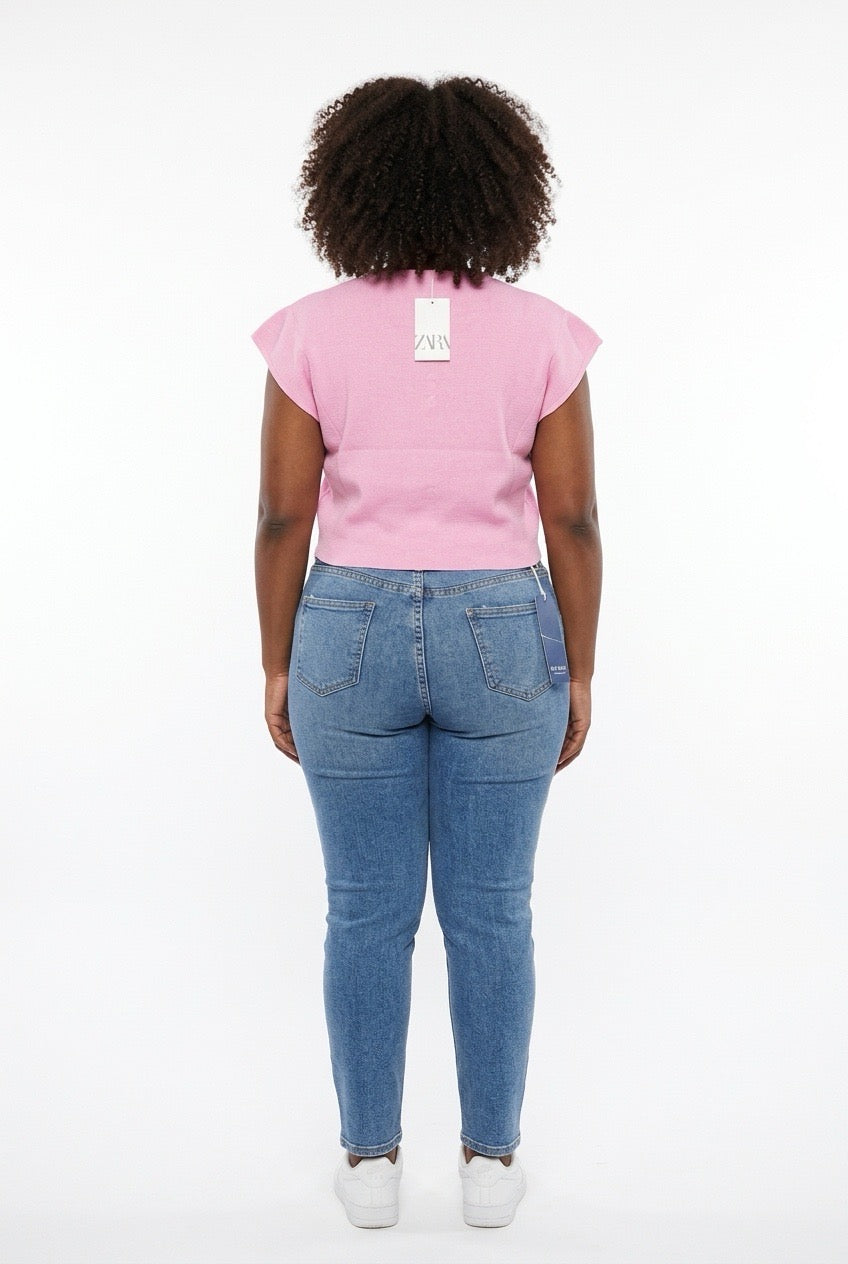Stylish Sisters Short-sleeved Cardigan-style Blouse - Pink