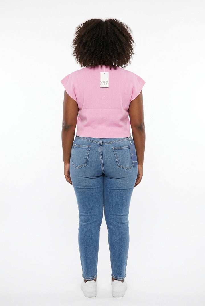 Stylish Sisters Short-sleeved Cardigan-style Blouse - Pink