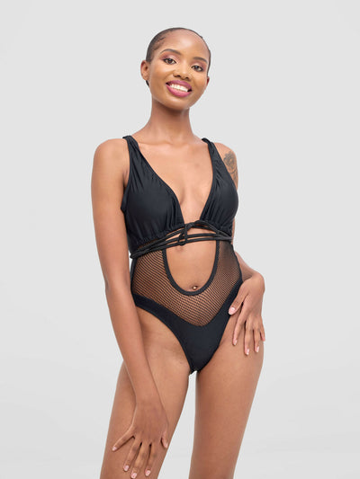 Shells Attic Monokini Swimwear Suit - Black - Shopzetu