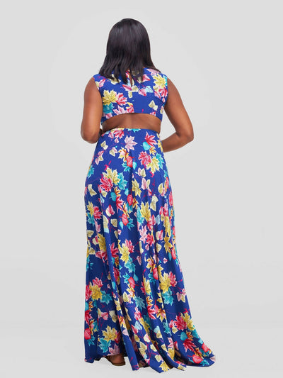 Stella Customized Kenya Dress - Blue Floral - Shopzetu