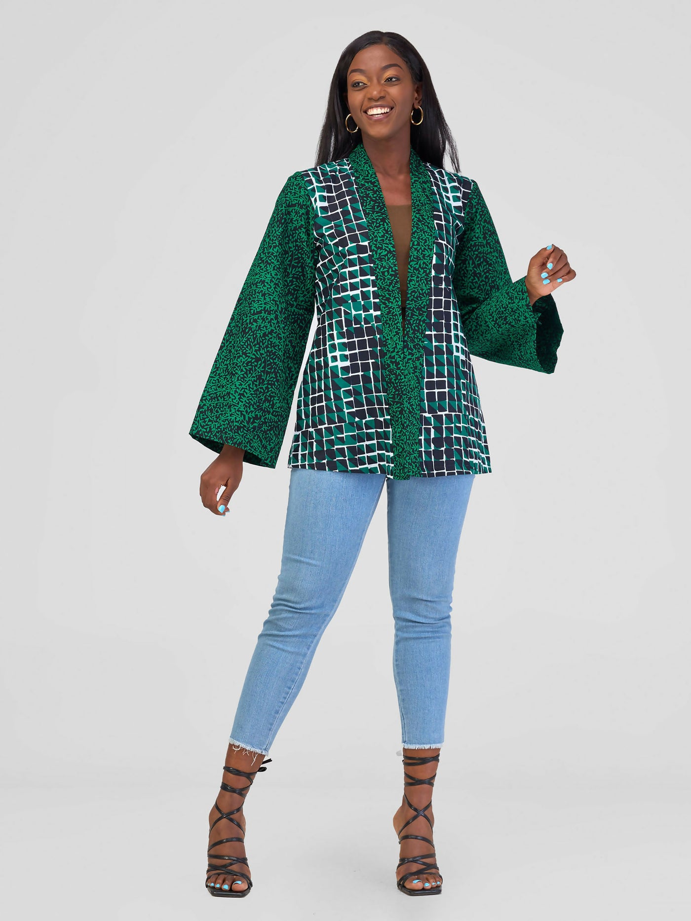 Marumara Creations Kijani Half Kimono - Green - Shopzetu