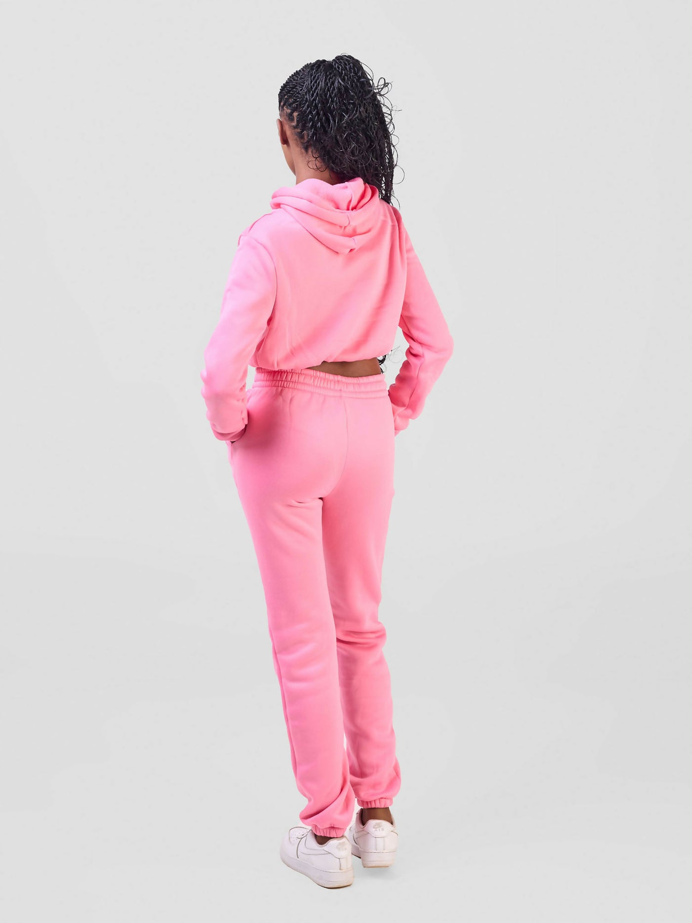 Dynique Clothing Cropped Hoodie Set - Pink - Shopzetu