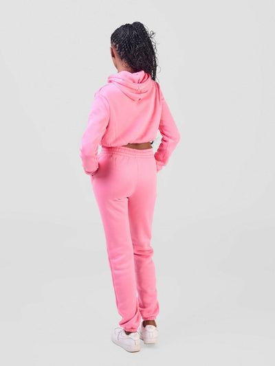 Dynique Clothing Cropped Hoodie Set - Pink - Shopzetu