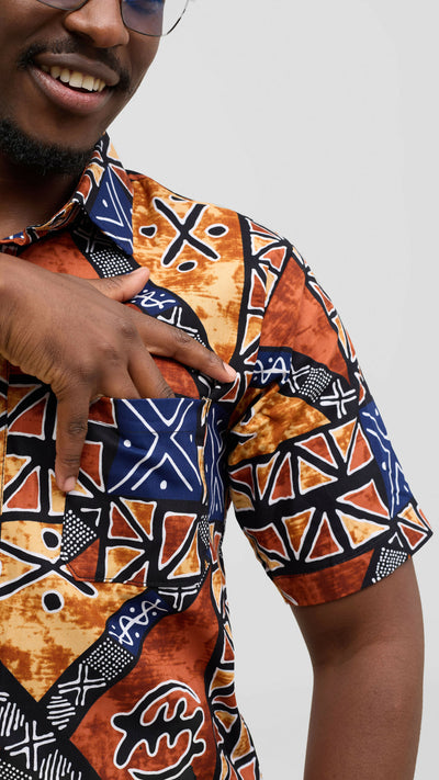 Rafiki Threads Earth Adam's Shirt - Brown Print