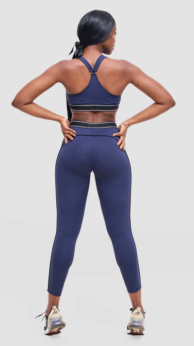 Flen Store alo inspired Sports Bra And Leggings Set - Navy Blue - Shopzetu