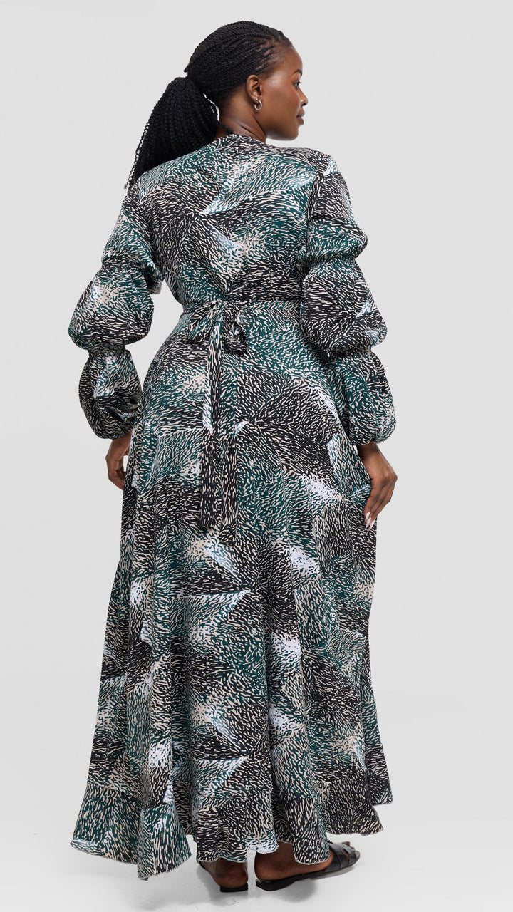 Salok Havilah Kyra Wrap Dress - Green Print