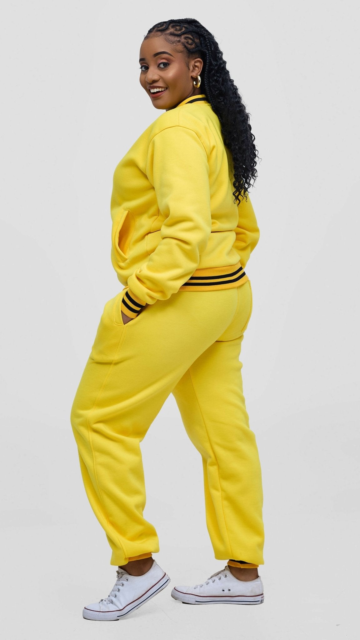 Timyt Urban Wear Joy Double Layered Set Hoodie & Pant - Yellow - Shopzetu