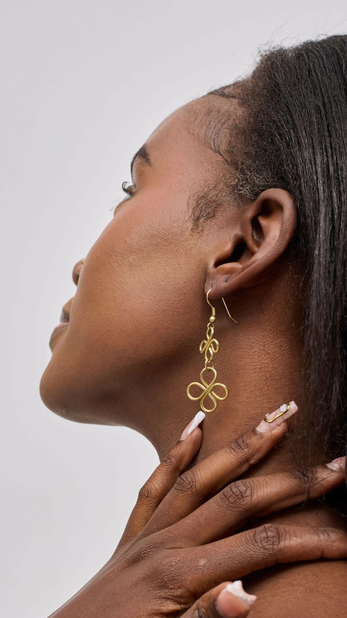Ziria Designs Floral Dangle Earring - Brass - Shopzetu