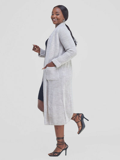 Anel’s Knitwear Midi Kimono - Off White - Shopzetu