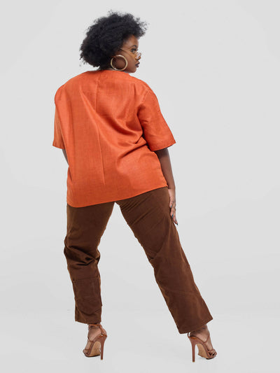 Kalungi Shwari Shirt Top - Burnt Orange - Shopzetu