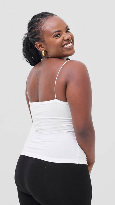 The Fashion Frenzy Spaghetti Tank Top - White - Shopzetu