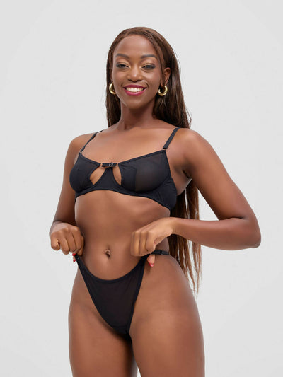 Fashion Palette Nyadhi Erotic Cutout Bra Set - Black - Shopzetu