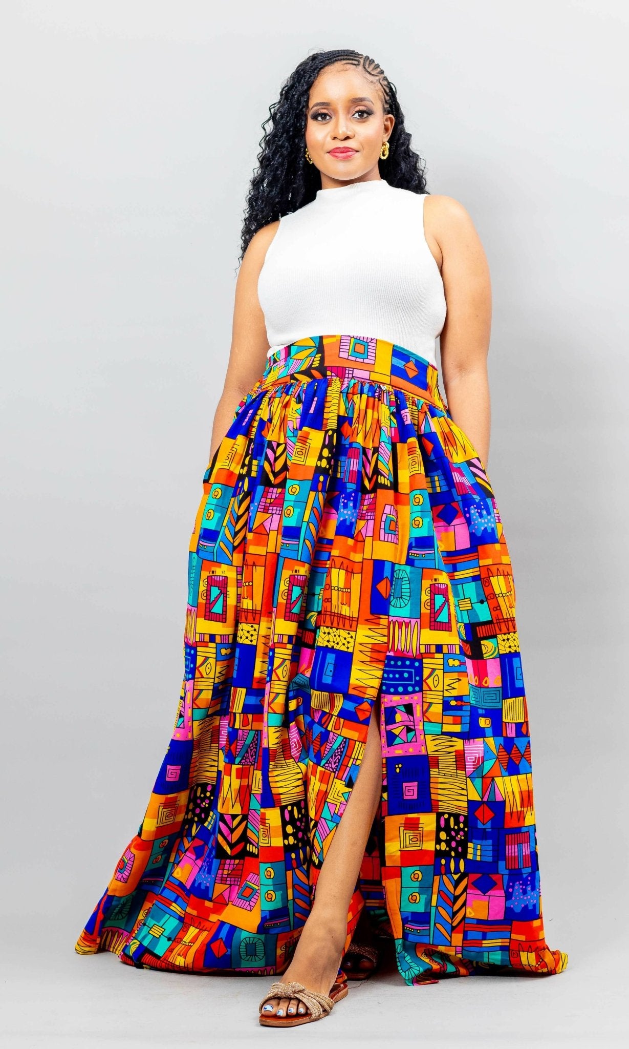 African Yuva Lily African Print Skirt - Multicolored - Shopzetu