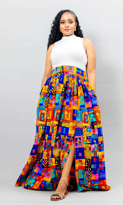 African Yuva Lily African Print Skirt - Multicolored - Shopzetu