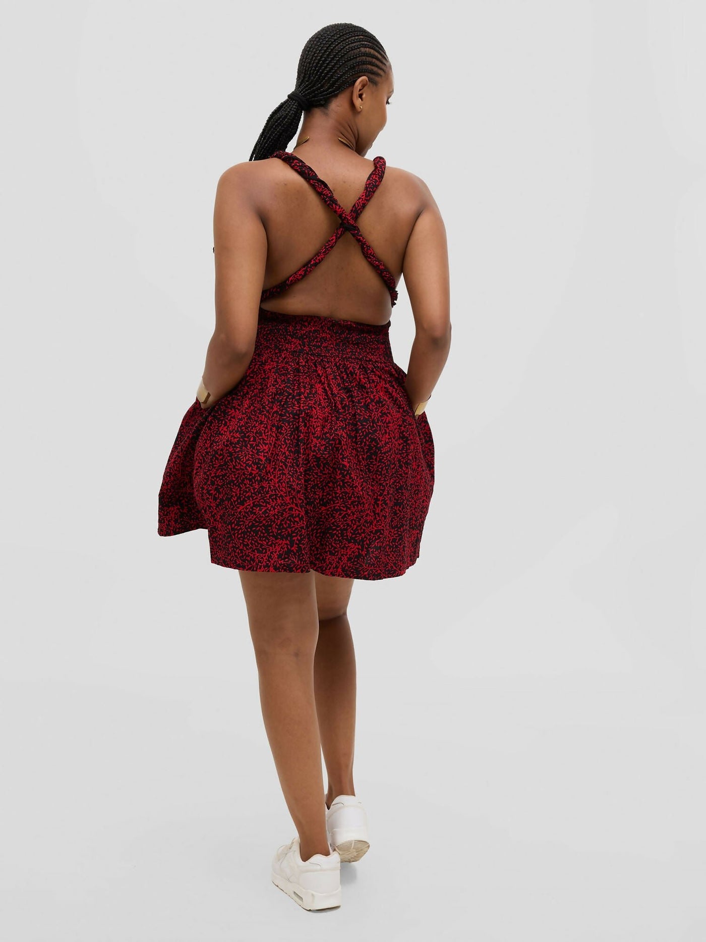 Waridi Africa Kwanza Skater Dress - Red / Black - Shopzetu
