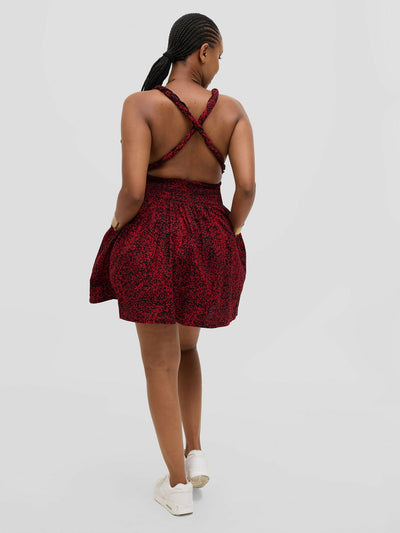 Waridi Africa Kwanza Skater Dress - Red / Black - Shopzetu