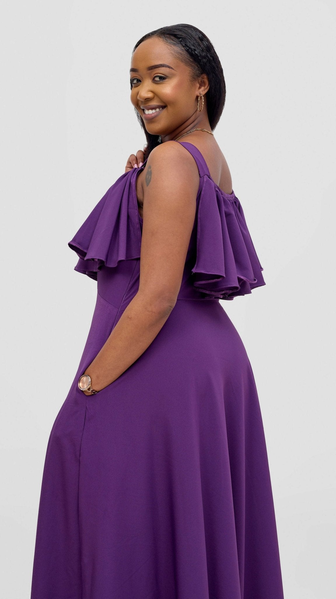 Kakiba Collections Rosy Dress - Purple - Shopzetu