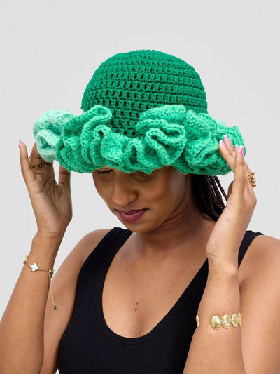 Twist & Turn Ruffle Hat - Green - Shopzetu