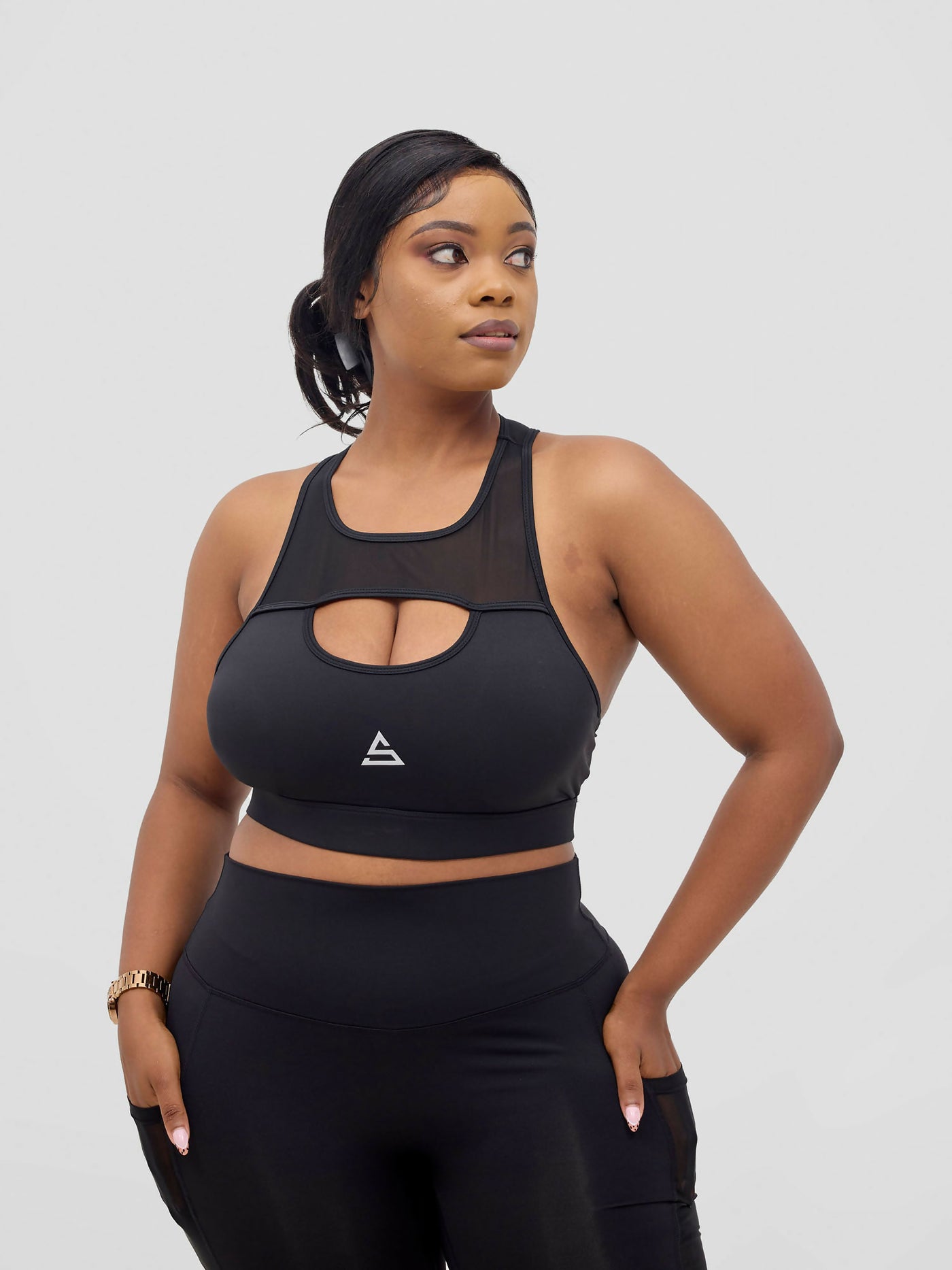 Rotator Active Wear Leggings & Sports Bra Set - Black - Shopzetu