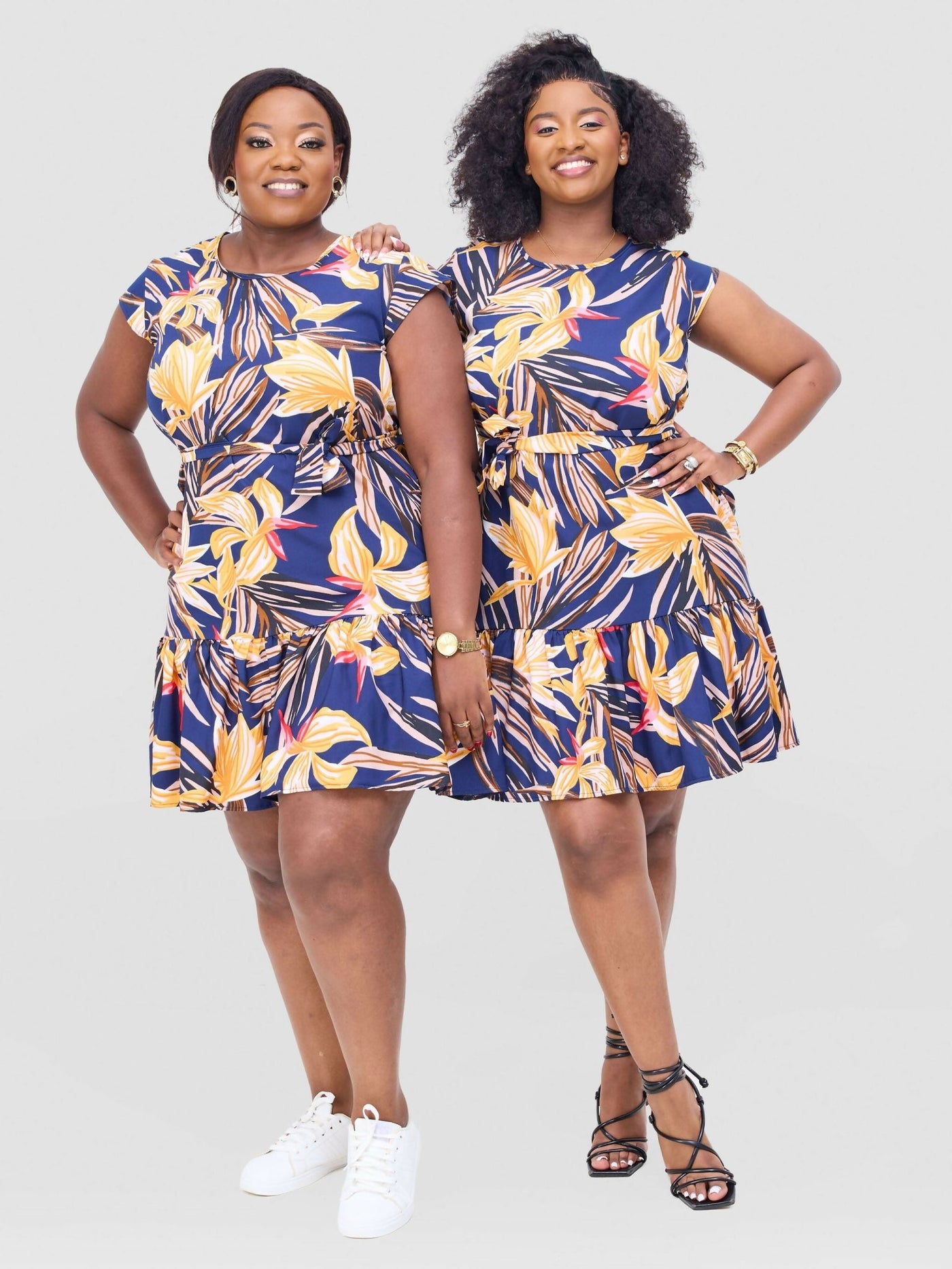 Lizola Udumelue Shirt Dress - Navyblue / Pink / Mustard - Shopzetu