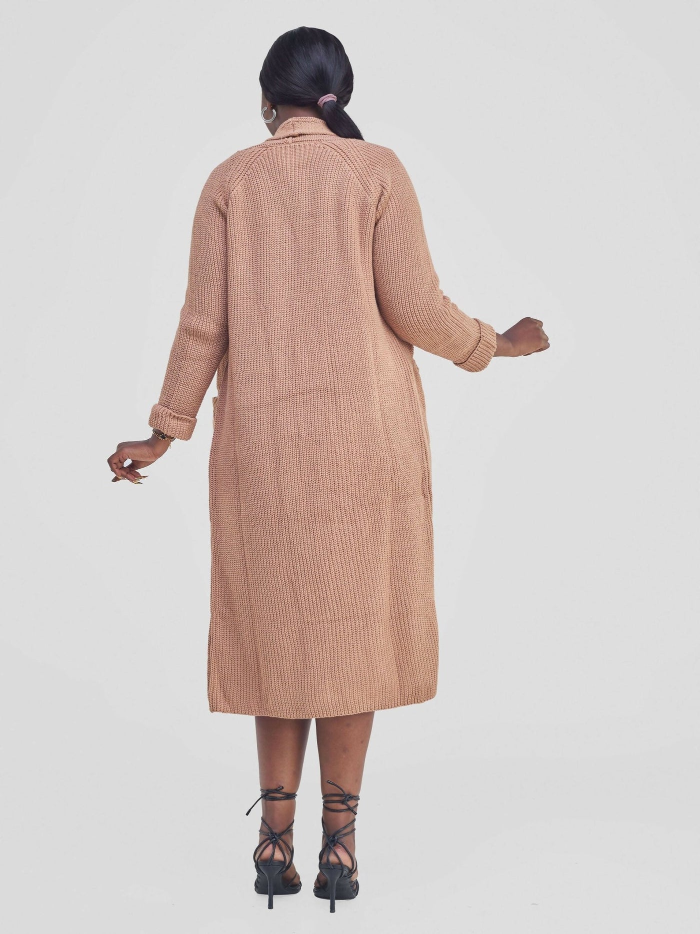 Anel’s Knitwear Midi Kimono - Tan - Shopzetu