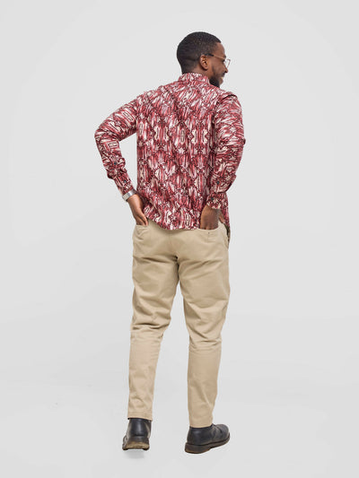 Mendilines Warm African Shirt - Maroon / White - Shopzetu