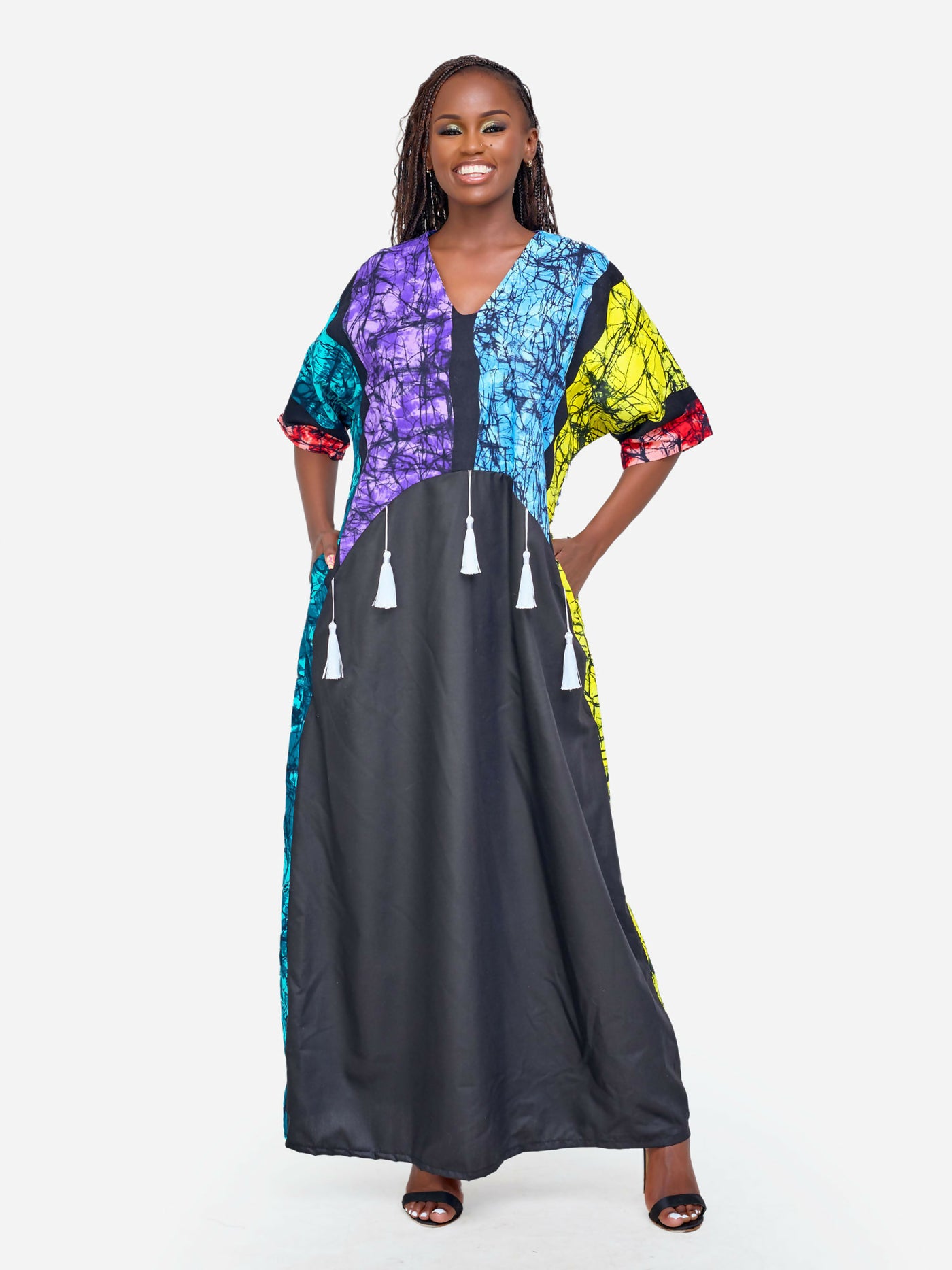 Tuli Alana Tassel Kaftan Dress - Multicoloured - Shopzetu
