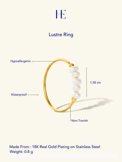 Lustre Non Tarnish Ring - Gold - Shopzetu