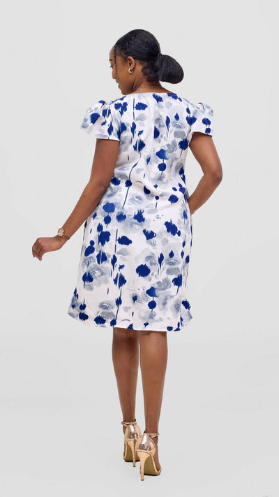 Kakiba Collections Zipporah Shift Dress - Blue Print - Shopzetu