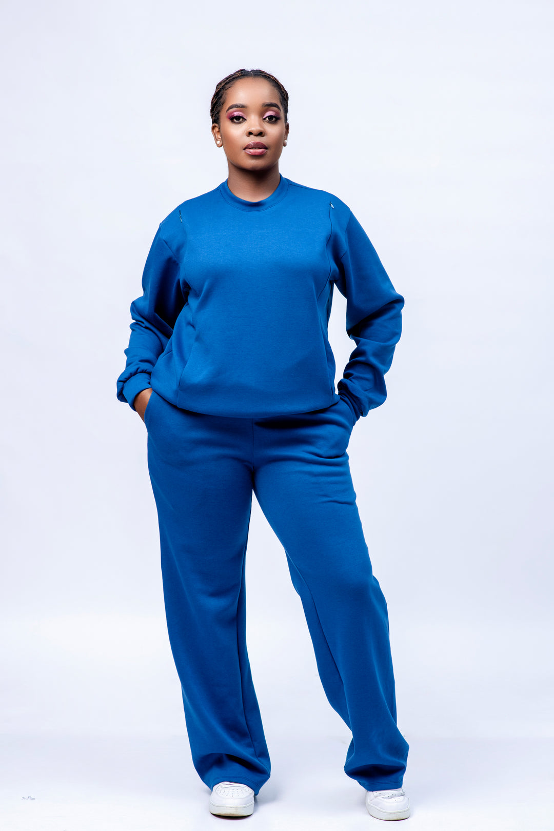 Navaa Collection 2-Piece Set, Sweatshirt and Pants -  Blue (Breastfeeding-friendly)