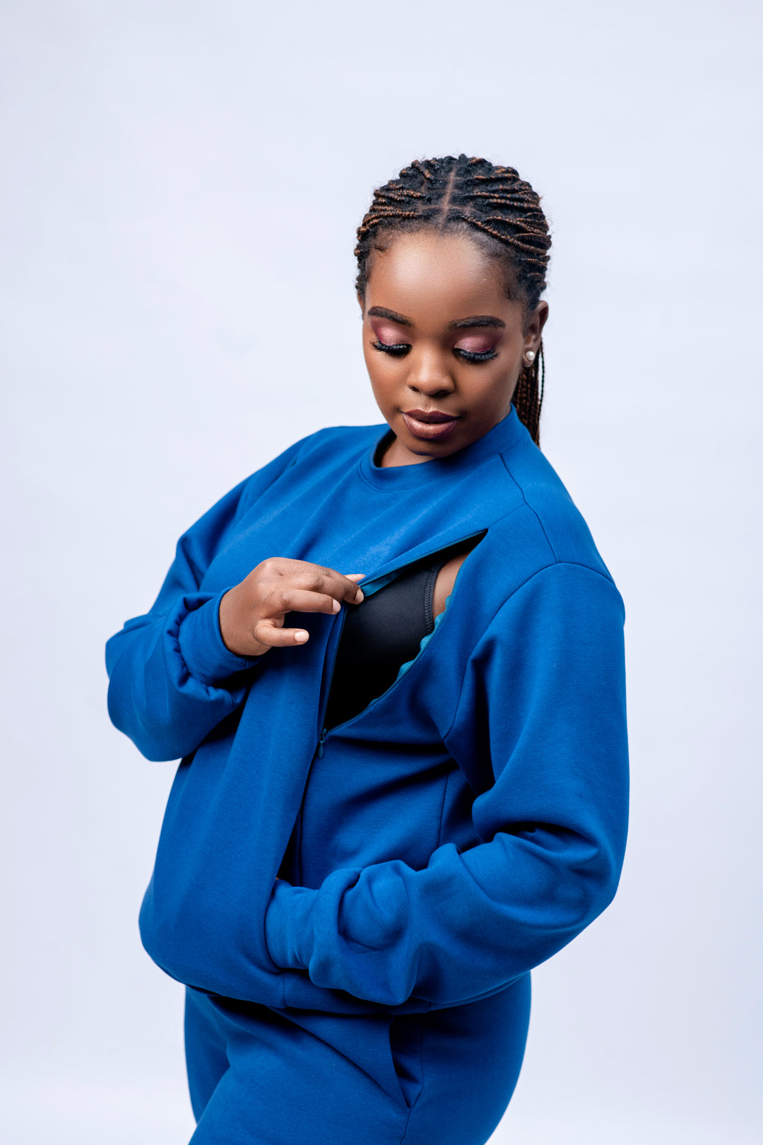 Navaa Collection 2-Piece Set, Sweatshirt and Pants -  Blue (Breastfeeding-friendly)