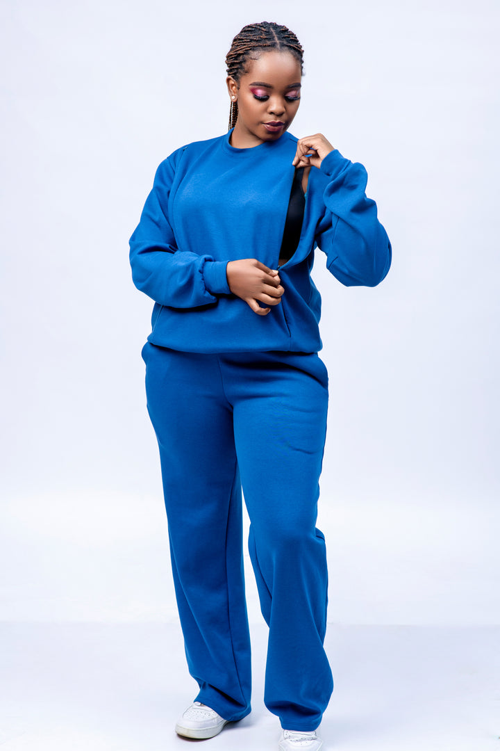 Navaa Collection 2-Piece Set, Sweatshirt and Pants -  Blue (Breastfeeding-friendly)