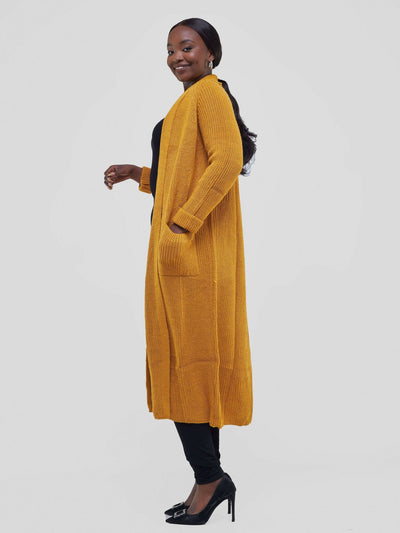 Anel’s Knitwear Midi Kimono - Mustard - Shopzetu
