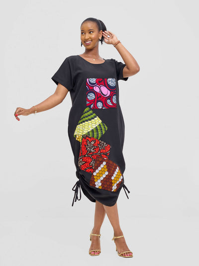 Vivid Afrikana Pindo Dress - Black - Shopzetu