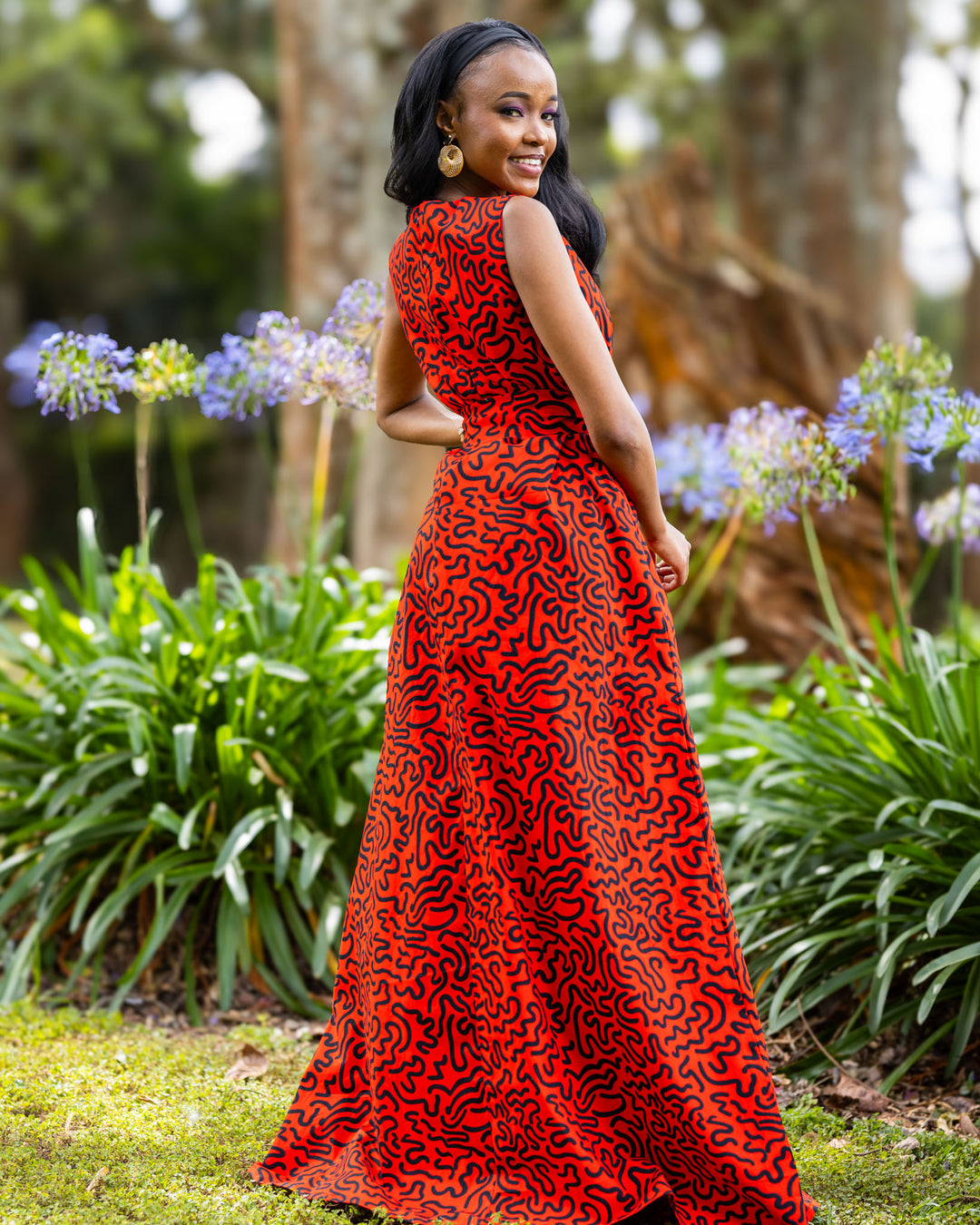 Afriwia Icon African Print Maxi Dress - Red Print