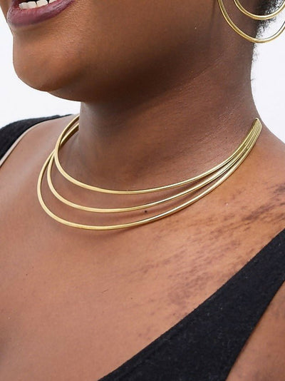 Purely Brass Ahadi Choker - Brass - Shopzetu