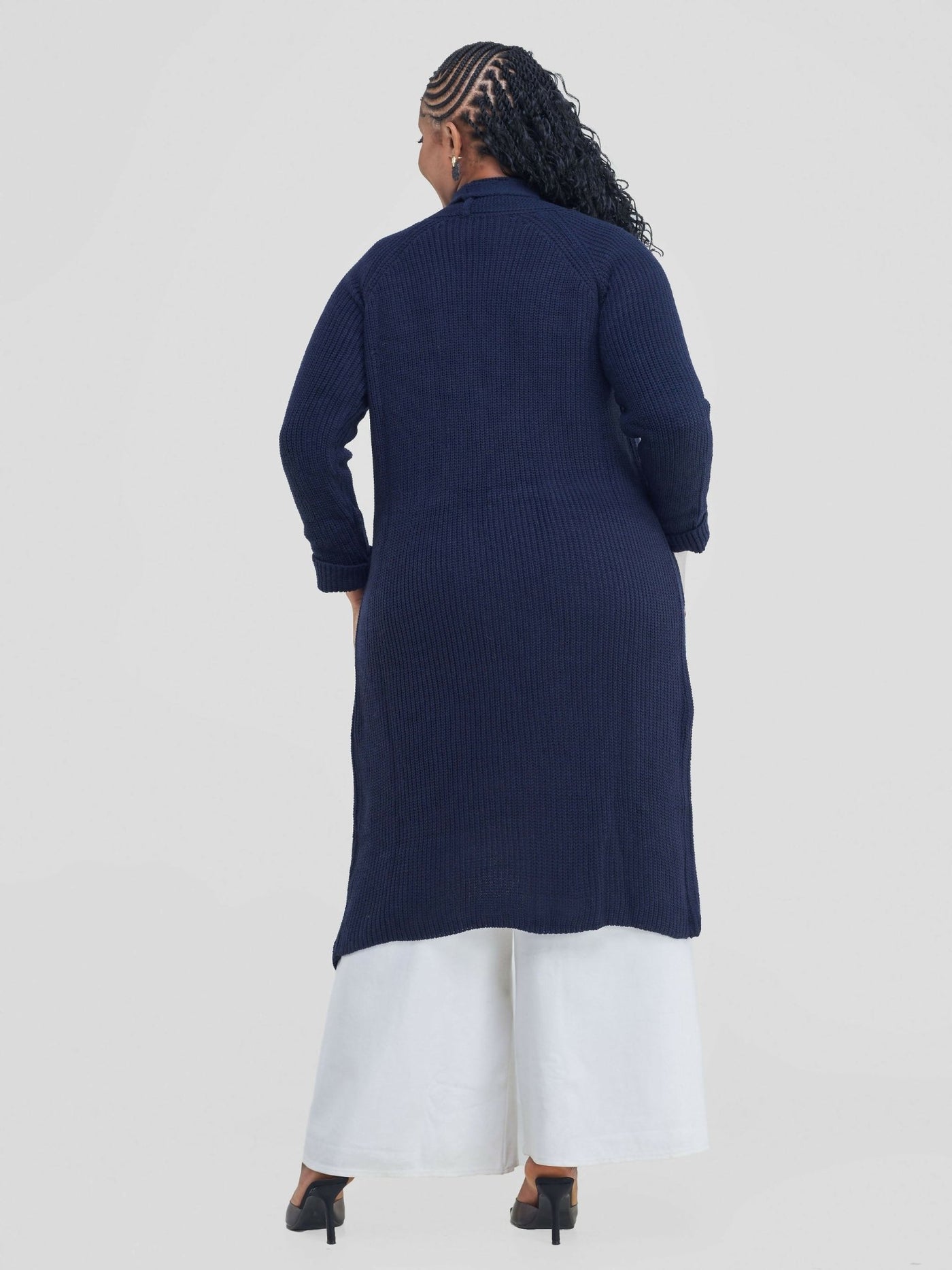 Anel’s Knitwear Midi Kimono - Navy Blue - Shopzetu