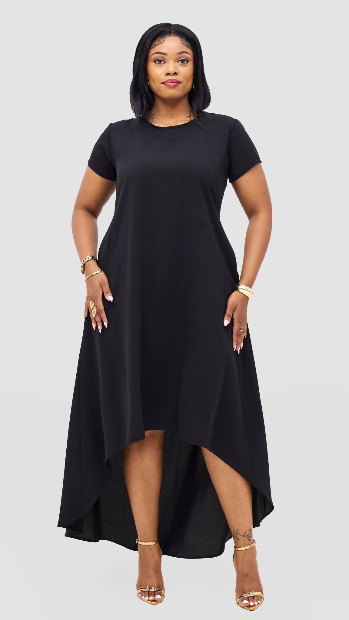 Salok Havilah Bumbe High Low Dress - Black - Shopzetu