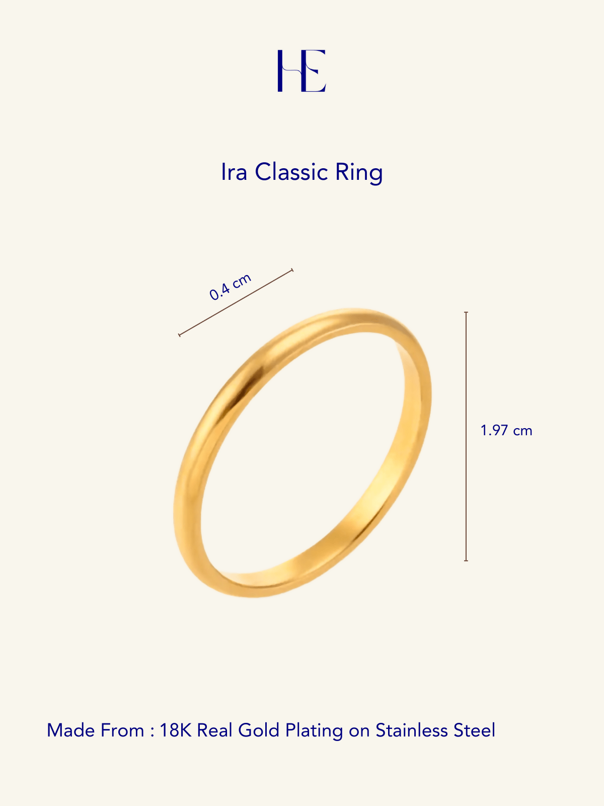 Her Essence Ira Classic Ring - Gold - Shopzetu